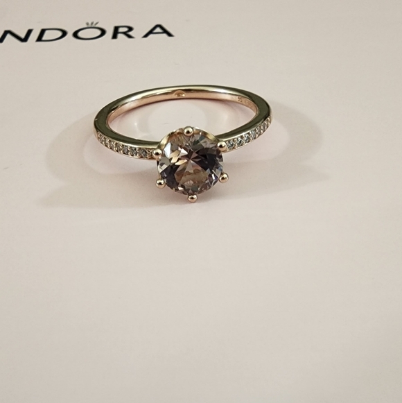 Pink Sparkling Crown Solitaire Ring size 56 - Picture 7 of 8